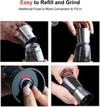 Refillable Glass Pepper Grinder with Stainless Steel Top
