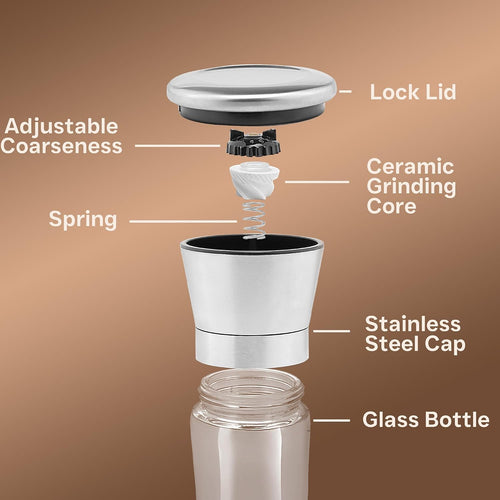 Adjustable Tall Glass Salt & Pepper Mill Set (2-Pack)