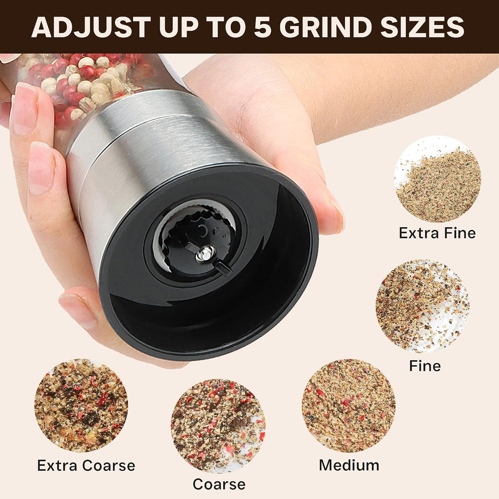 Adjustable Tall Glass Salt & Pepper Mill Set (2-Pack)