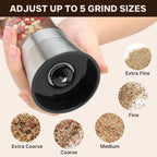 Adjustable Tall Glass Salt & Pepper Mill Set (2-Pack)